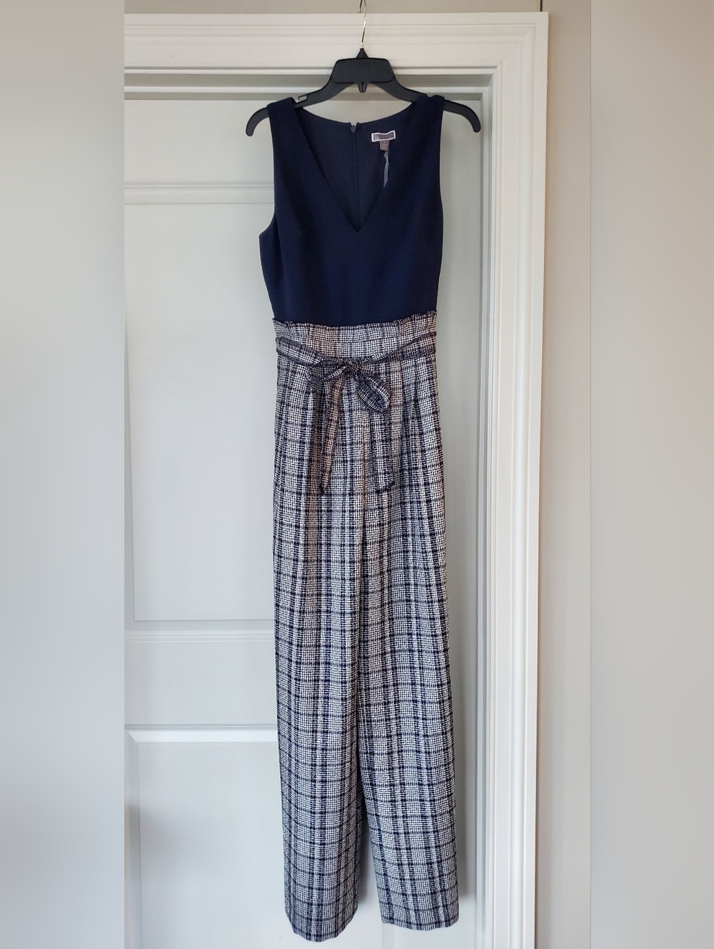 Chelsea 28 Navy/Plaid Jumpsuit